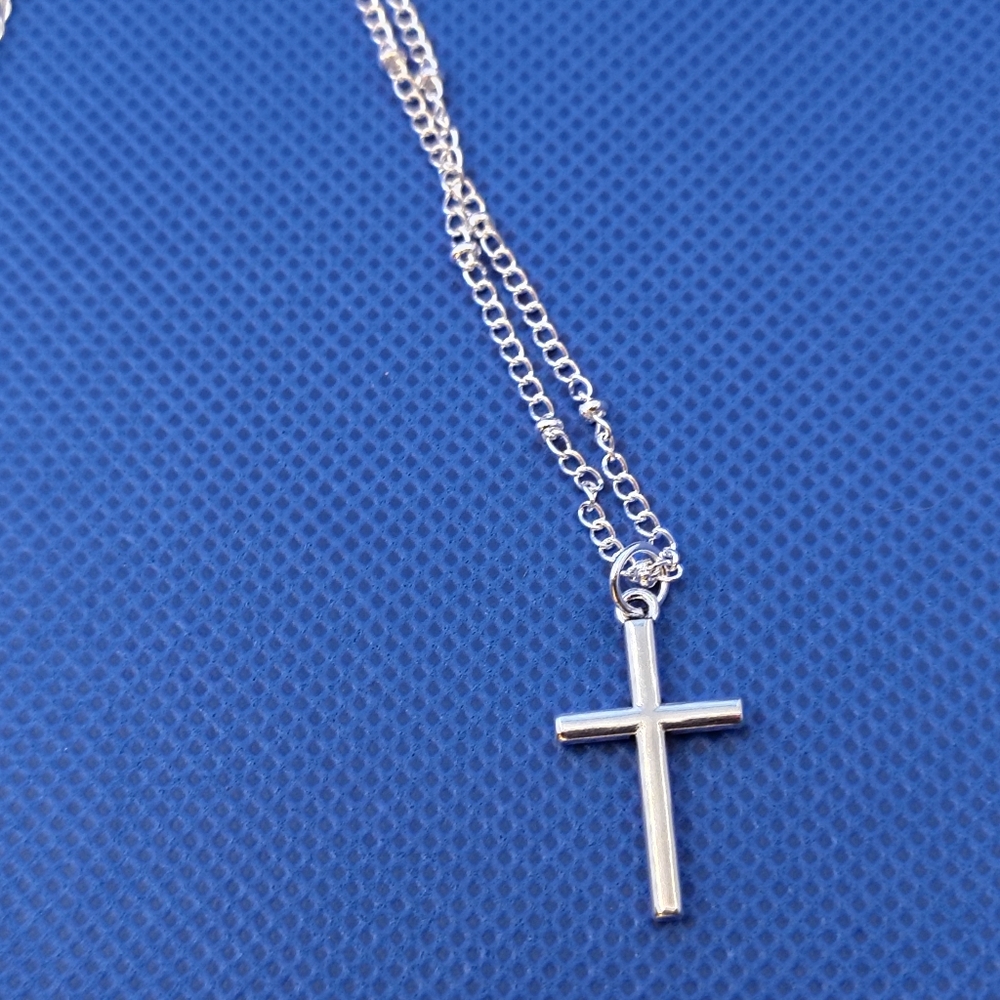 Elegant Silvertone Cross Necklace - Picture 3 of 4